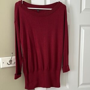 White House Black Market Red Relaxed Ribbed Tunic
